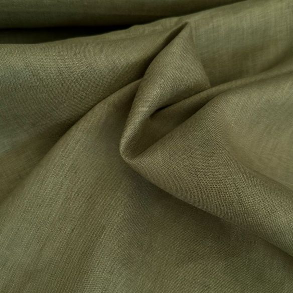 TECIDO LINHO PURO VERDE AZEITONA • Conexão Tecidos