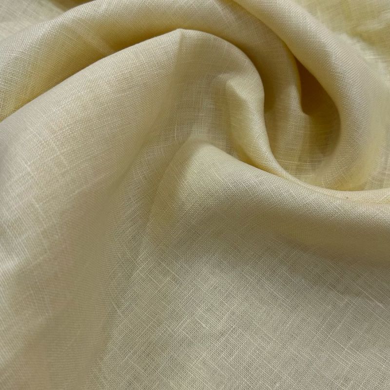 Tecido Linho Puro Liso Amarelo Manteiga • Conexão Tecidos