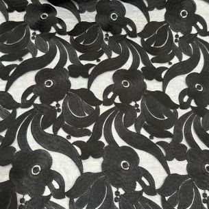 Tecido Organza Bordada Preta • Conexão Tecidos 2