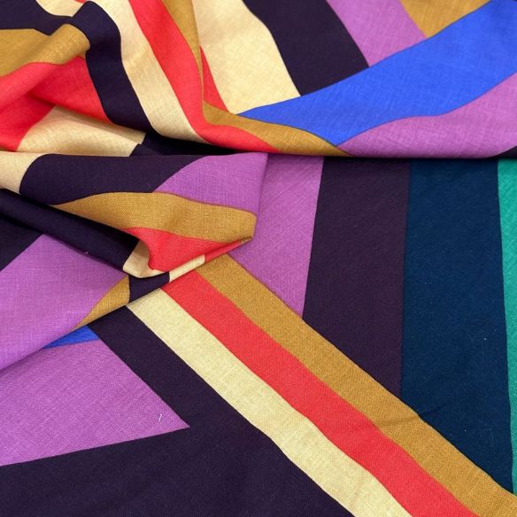 LINHO MISTO ESTAMPADO GEOMÉTRICO COLORIDO