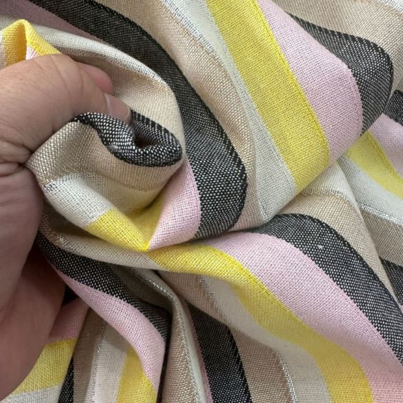 Tecido Linho Misto Listrado Foil • Conexão Tecidos