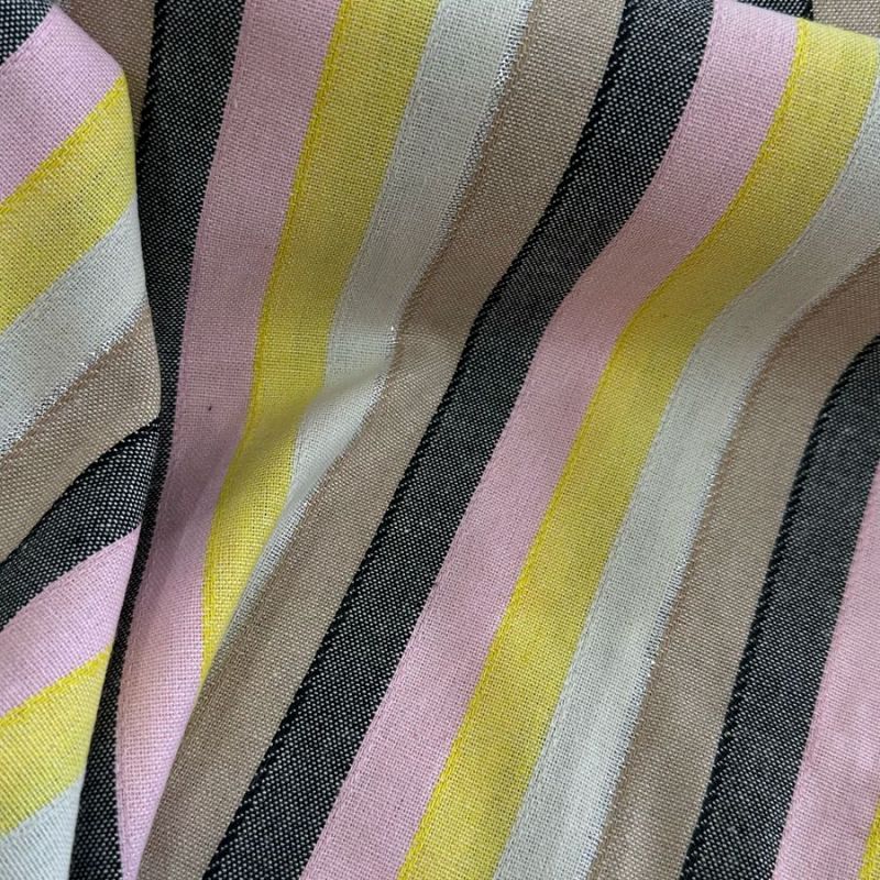 Tecido Linho Misto Listrado Foil • Conexão Tecidos