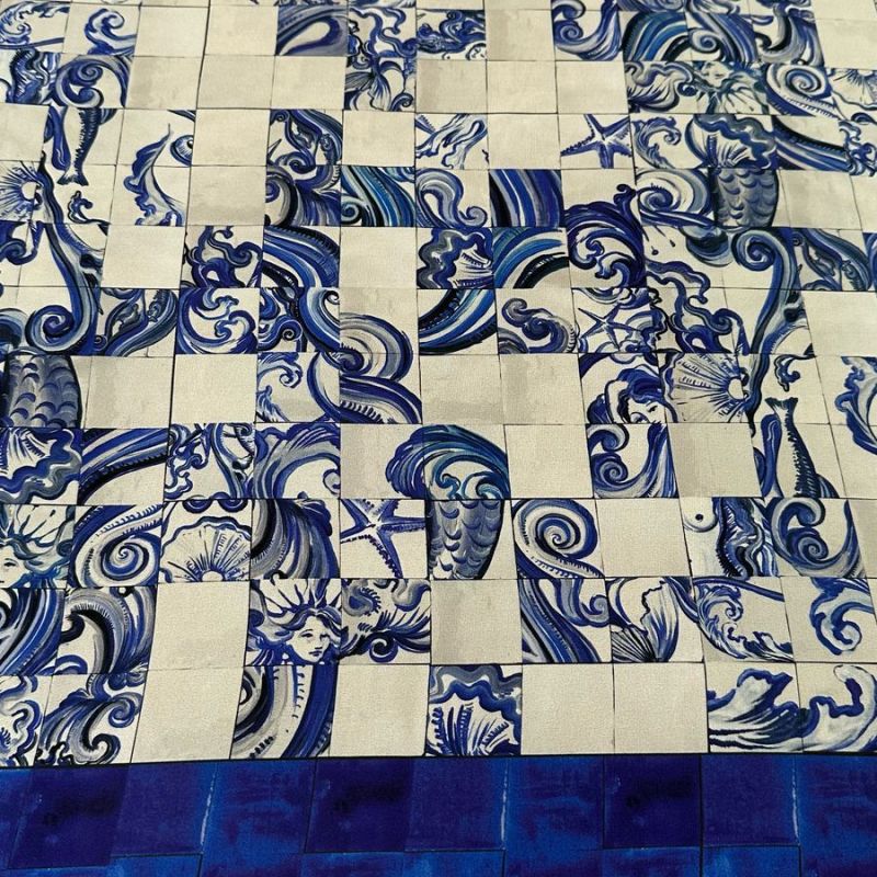 Tecido Crepe de Chine Barrado Blue 2.8 mt • Conexão Tecidos