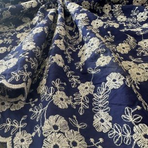 Tecido Lese De Algodão Azul Bicos • Conexão Tecidos