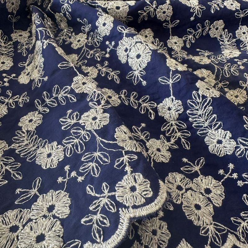 Tecido Lese De Algodão Azul Bicos • Conexão Tecidos