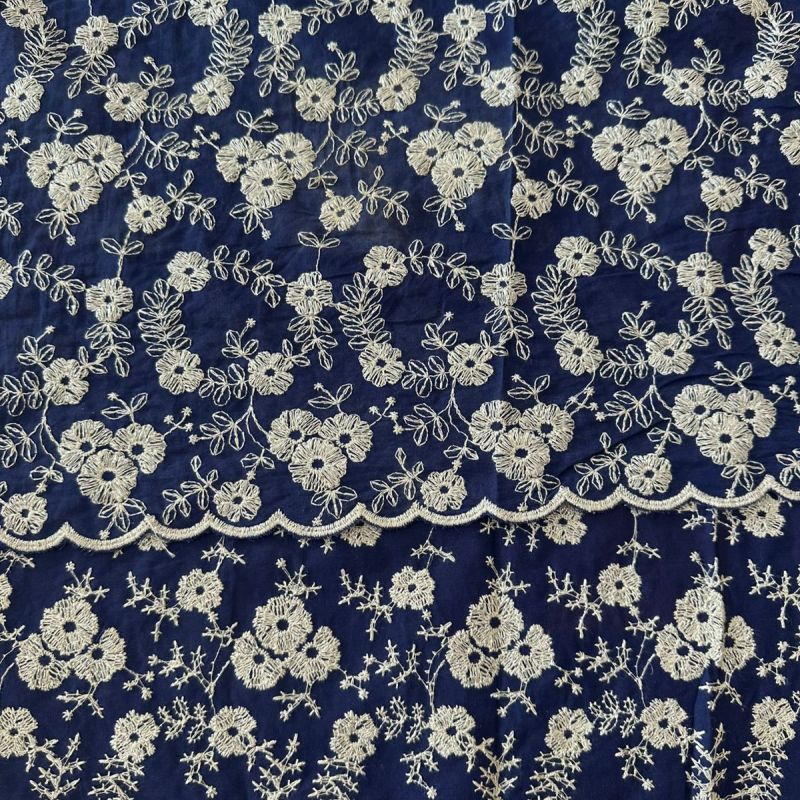 Tecido Lese De Algodão Azul Bicos • Conexão Tecidos