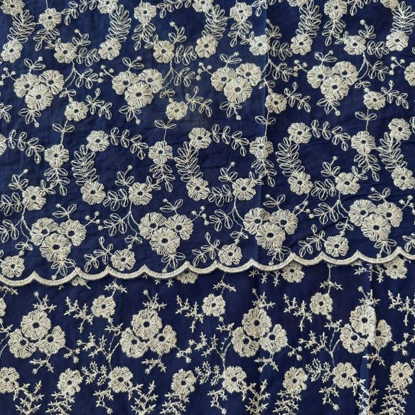 Tecido Lese De Algodão Azul Bicos • Conexão Tecidos