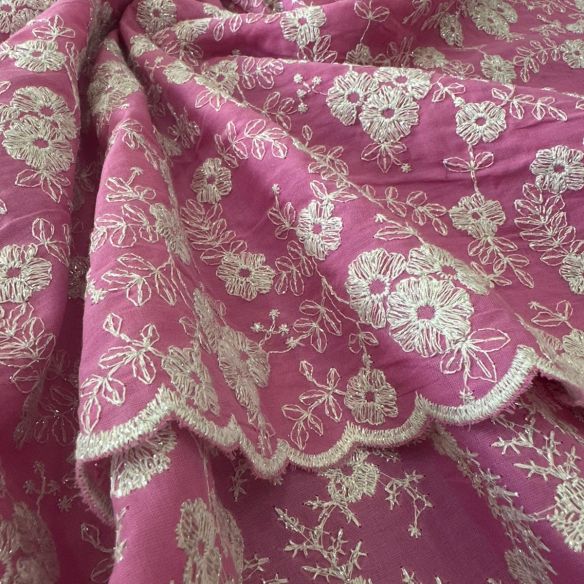 Tecido Lese De Algodão Pink Bicos • Conexão Tecidos