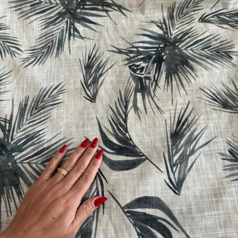 TECIDO CAMBRAIA DE  LINHO MISTO FOLHAGEM II