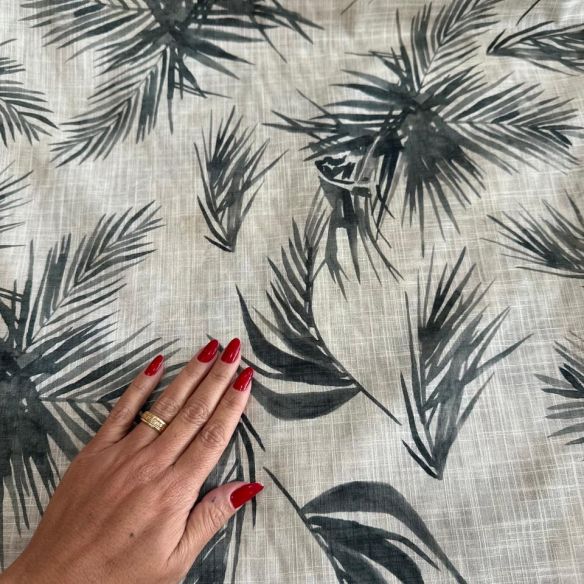 TECIDO CAMBRAIA DE  LINHO MISTO FOLHAGEM II