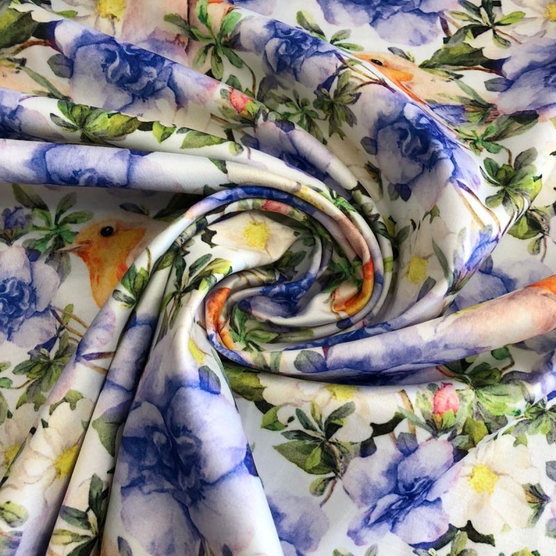 Sarja leve acetinada pássaros • Conexão Tecidos