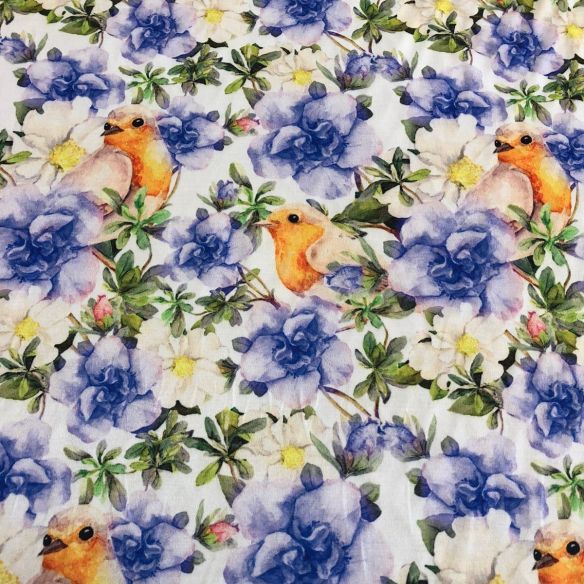 Sarja leve acetinada pássaros • Conexão Tecidos