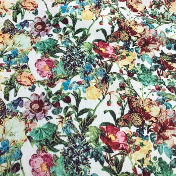 Tecido Sarja Leve Borboletas No Jardim • Conexão Tecidos