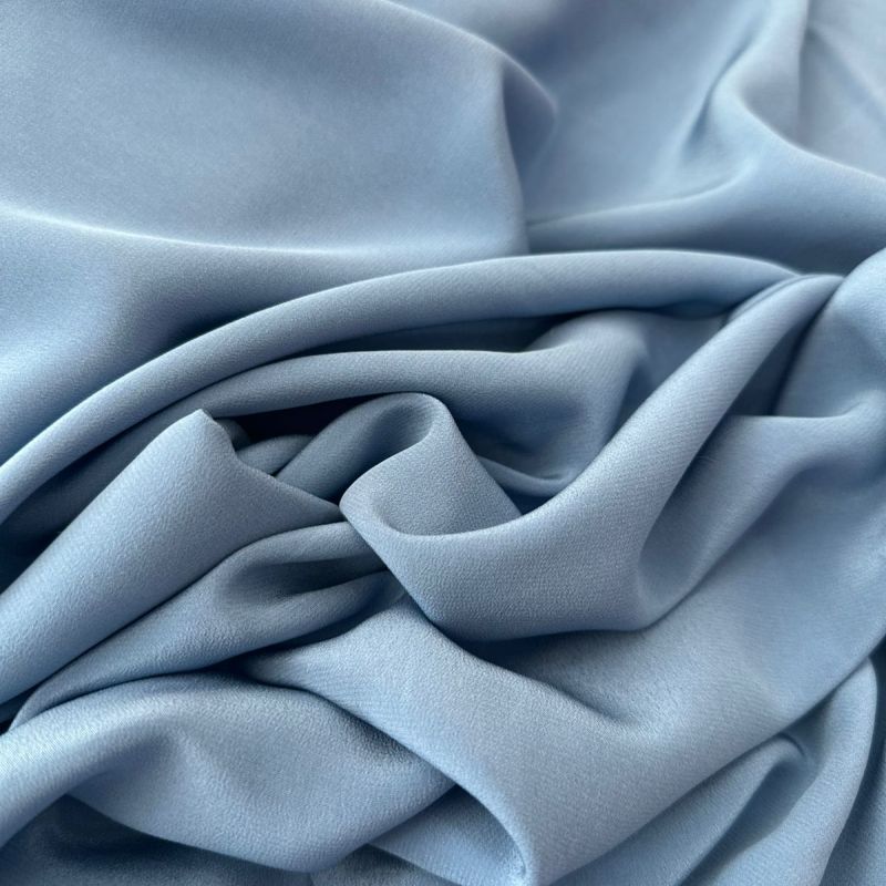 Tecido Crepe de Chine Liso Azul Niagra • Conexão Tecidos