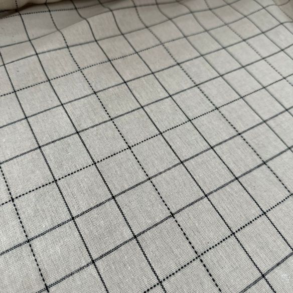 Tecido Linho Misto Grid Natural • Conexão Tecidos