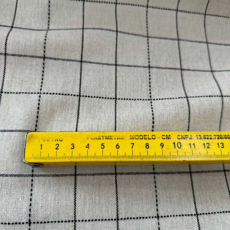 Tecido Linho Misto Grid Natural • Conexão Tecidos