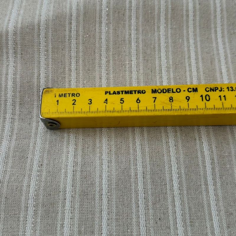 Tecido Linho Misto Listras Foil Natural • Conexão Tecidos