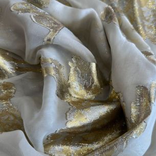 MUSSELINA DE SEDA GOLD COM FOIL • Conexão Tecidos