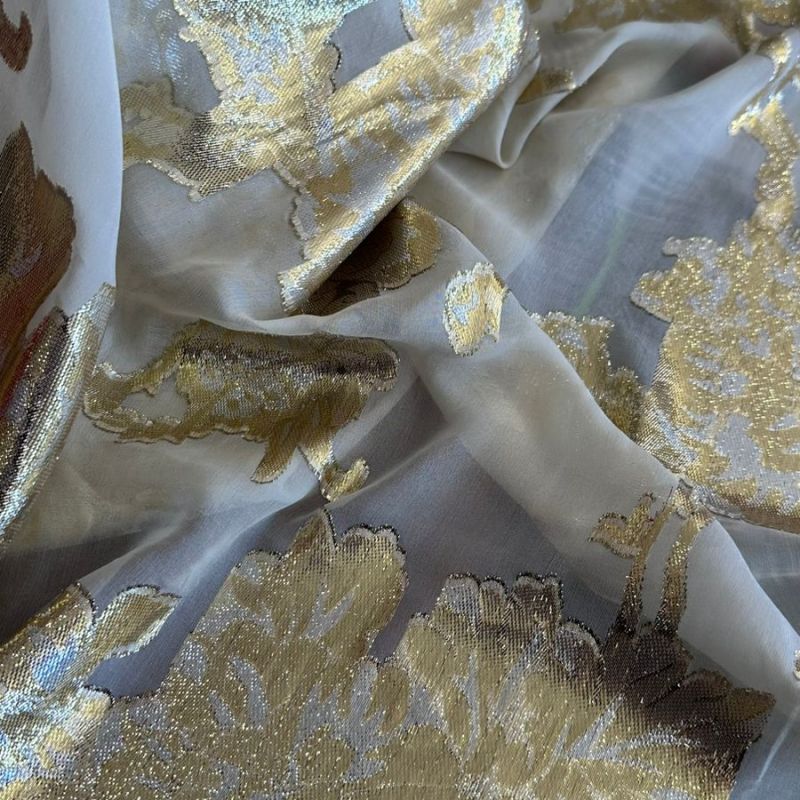MUSSELINA DE SEDA GOLD COM FOIL • Conexão Tecidos