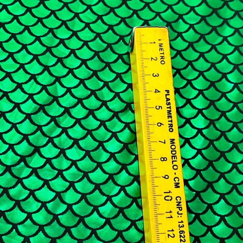 Tecido Malha Holográfica Sereia Verde • Conexão Tecidos