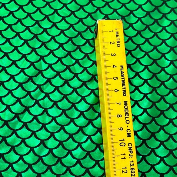 Tecido Malha Holográfica Sereia Verde • Conexão Tecidos