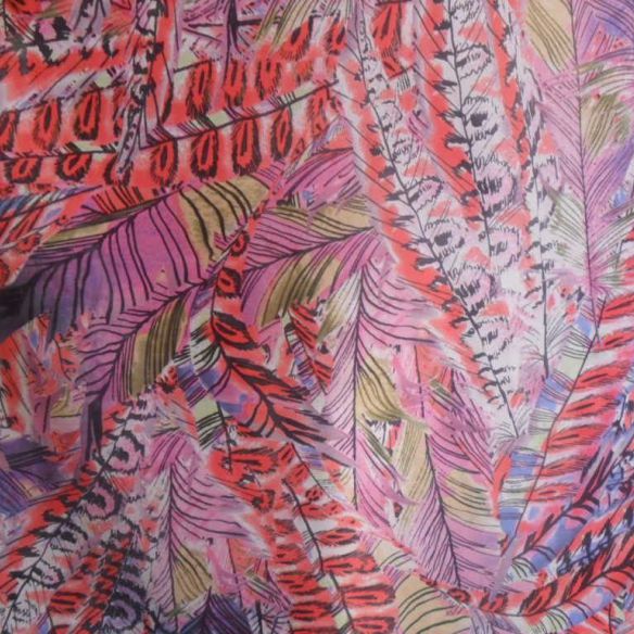 Tecido Palha De Seda Estampada Folhagem Tropical • Conexão Tecidos