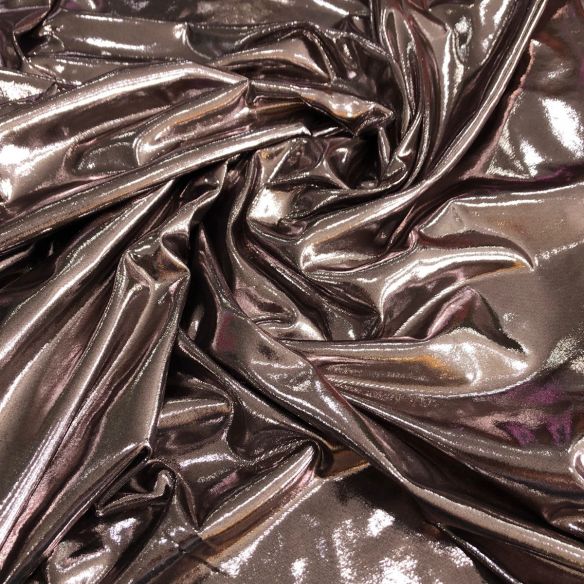 Tecido Malha Lamê Metalic Rosé Gold • Conexão Tecidos