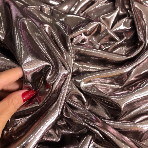 Tecido Malha Lamê Metalic Rosé Gold • Conexão Tecidos