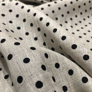 TECIDO CAMBRAIA DE LINHO PURO RUSSA CRU POÁ PRETO • Conexão Tecidos 2