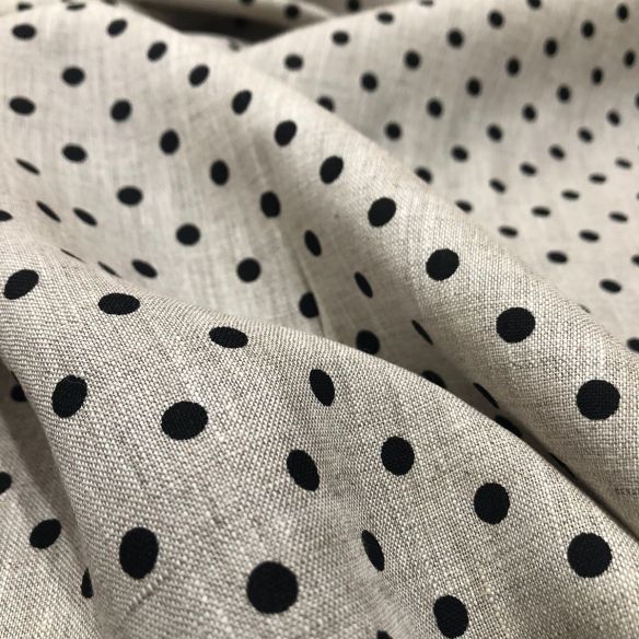 TECIDO CAMBRAIA DE LINHO PURO RUSSA CRU POÁ PRETO • Conexão Tecidos