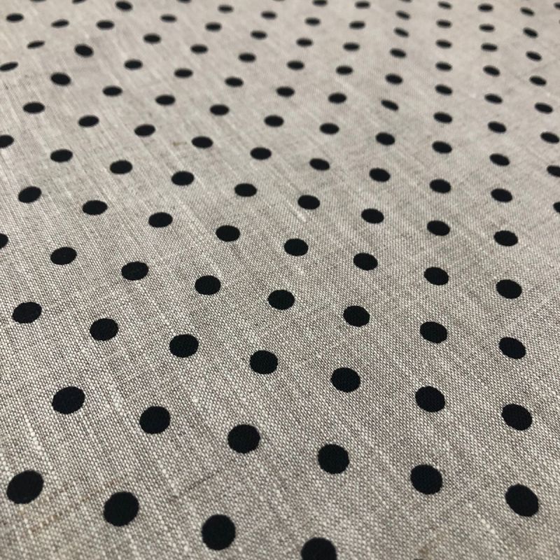 TECIDO CAMBRAIA DE LINHO PURO RUSSA CRU POÁ PRETO • Conexão Tecidos