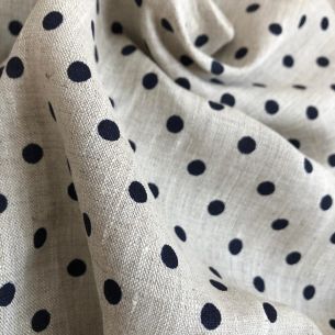 TECIDO CAMBRAIA DE LINHO PURO RUSSA CRU POÁ MARINHO NOITE • Conexão 2