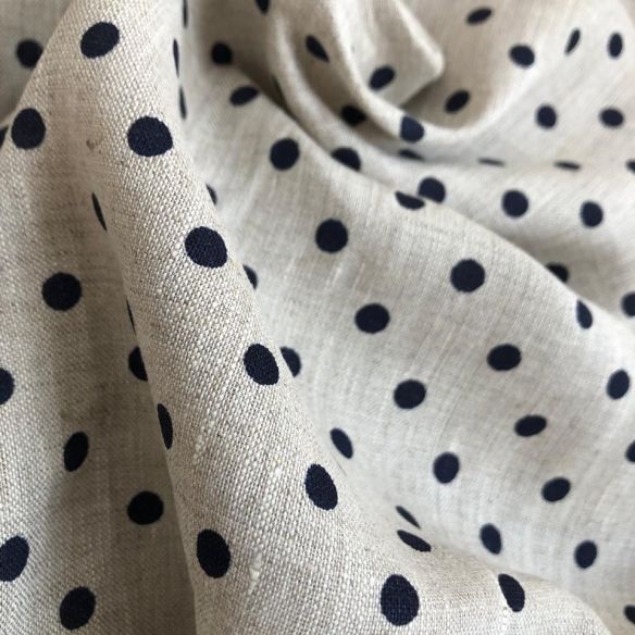 TECIDO CAMBRAIA DE LINHO PURO RUSSA CRU POÁ MARINHO NOITE • Conexão