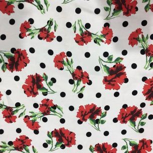 Tecido Cetim Toque De Seda Estampada Poá Flowers • Conexão Tecidos 2