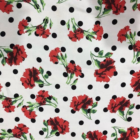 Tecido Cetim Toque De Seda Estampada Poá Flowers • Conexão Tecidos