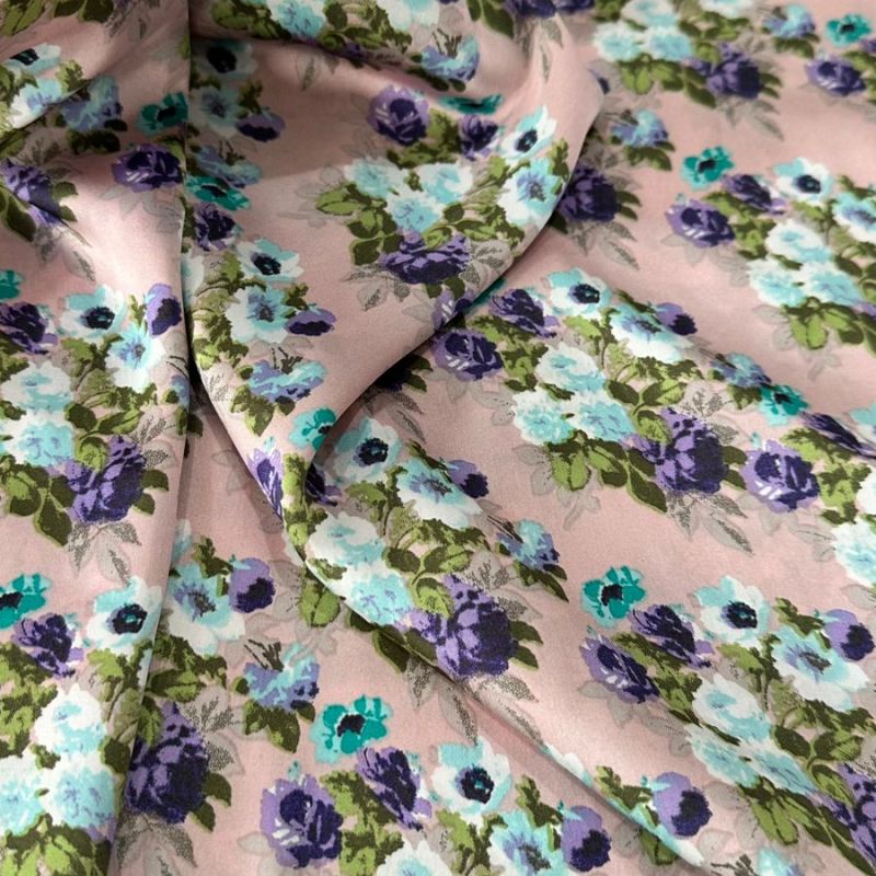 Tecido Cetim Toque De Seda Estampada Flowers • Conexão Tecidos