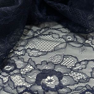 Tecido Renda chantilly Azul Marinho • Conexão Tecidos