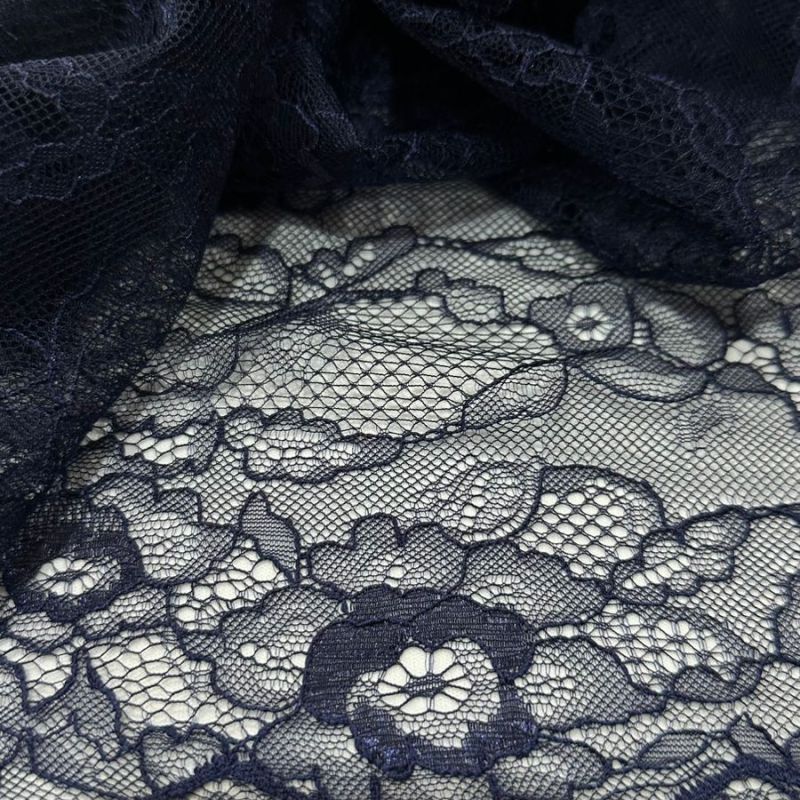 Tecido Renda chantilly Azul Marinho • Conexão Tecidos