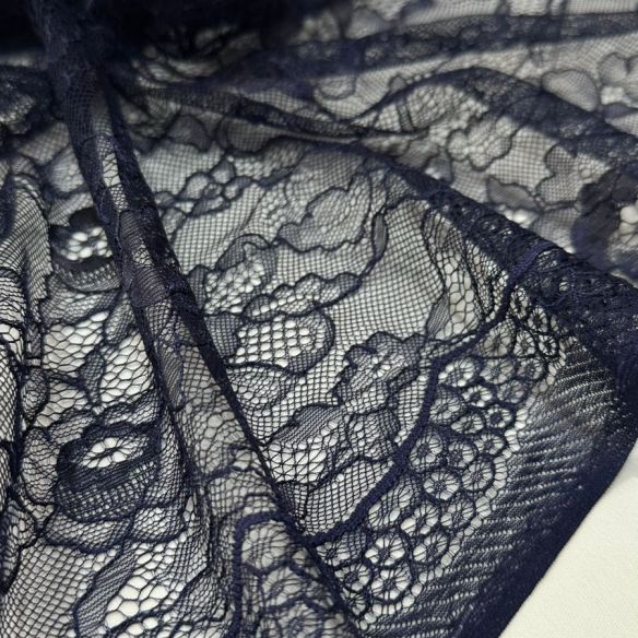 Tecido Renda chantilly Azul Marinho • Conexão Tecidos