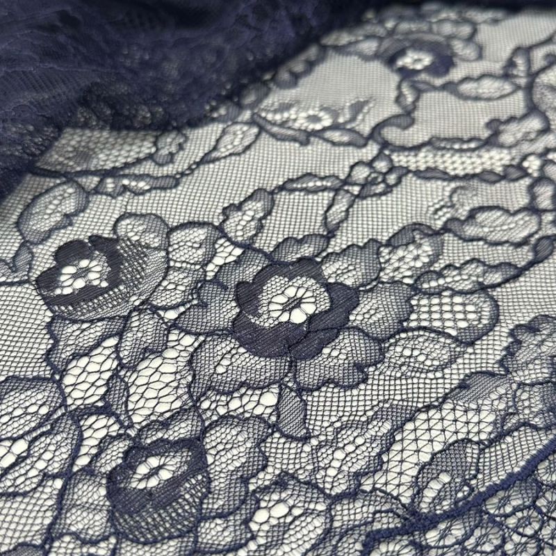 Tecido Renda chantilly Azul Marinho • Conexão Tecidos
