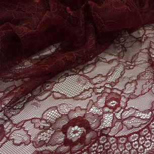 Tecido Renda chantilly Vinho • Conexão Tecidos