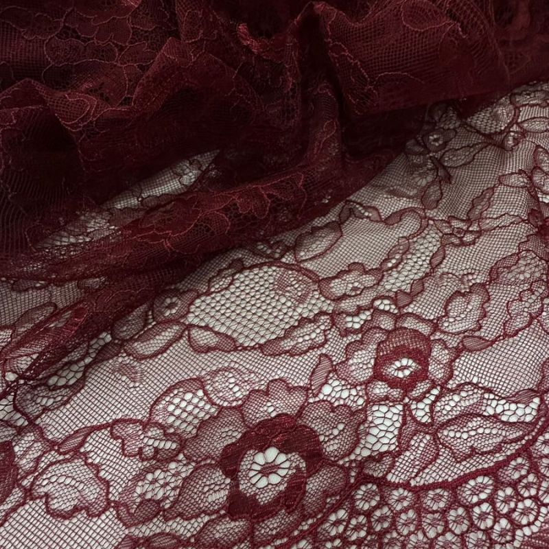 Tecido Renda chantilly Vinho • Conexão Tecidos