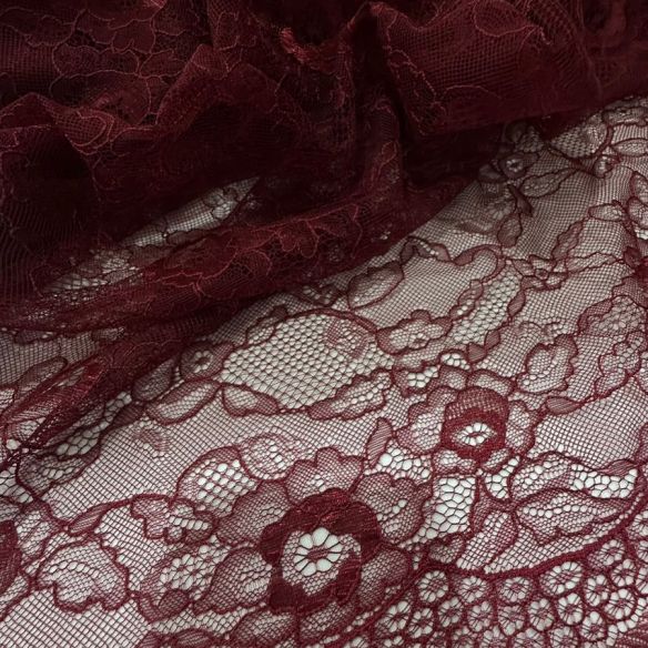 Tecido Renda chantilly Vinho • Conexão Tecidos