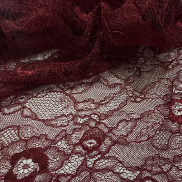 Tecido Renda chantilly Vinho • Conexão Tecidos