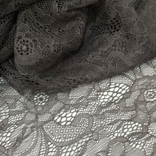 Tecido Renda chantilly Cinza • Conexão Tecidos