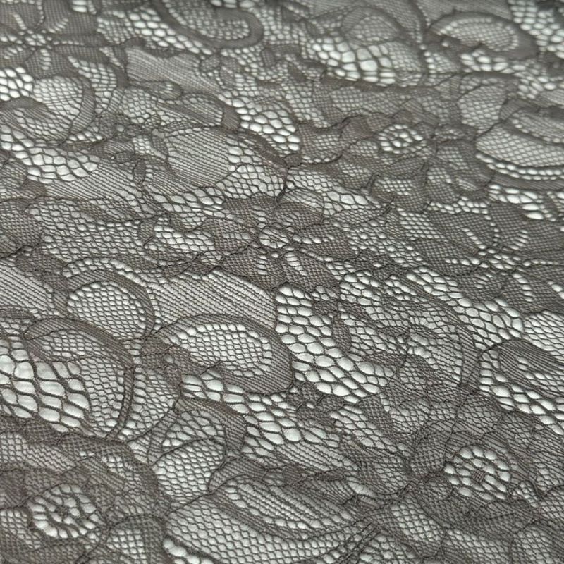 Tecido Renda chantilly Vinho Cinza • Conexão Tecidos