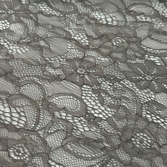 Tecido Renda chantilly Vinho Cinza • Conexão Tecidos