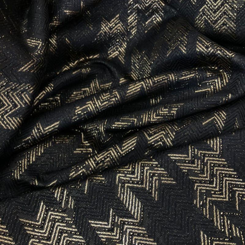 Tecido Jacquard Leve Black & Gold • Conexão Tecidos