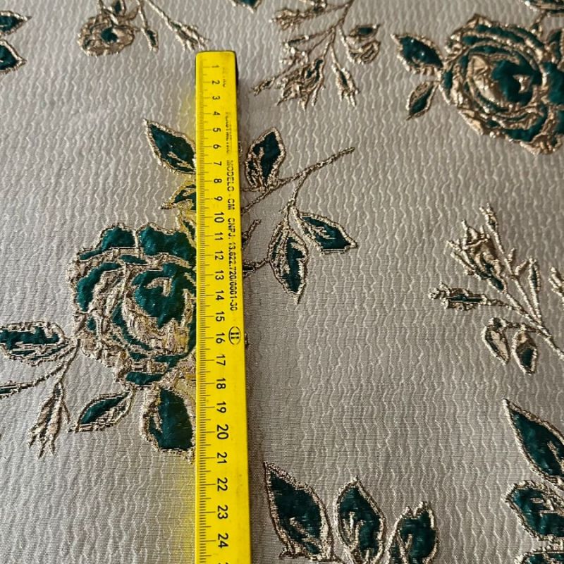 Tecido Jacquard Brocado Dupla Face Green & Rose • Conexão Tecidos