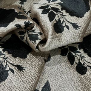 Tecido Jacquard Brocado Dupla Face Black & Rose • Conexão Tecidos